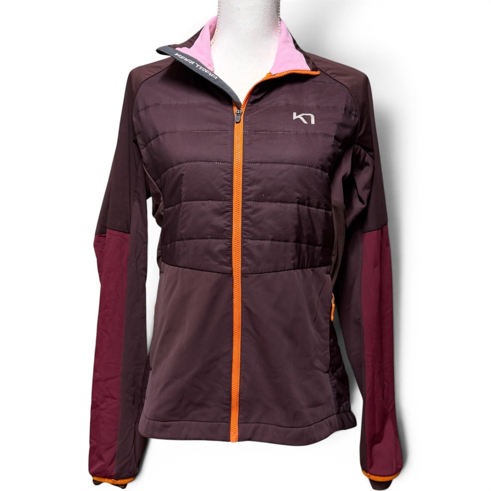Kari Traa Womens Hybrid Quilted Insulated Jacket Plum Burgundy Orange Size M